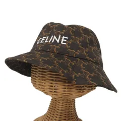 セリーヌ CELINE タグ付 21AW TRIOMPHE MONOGRAM BUCKET HAT トリオンフ バケットハット 刺繍ロゴ 帽子 茶 ブラウン ■MNK3