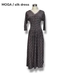 SILK シルクワンピース　ロングワンピース　柄ワンピース　古着　ヴィンテージ古着　レトロ