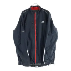 adidas (アディダス) ロゴプリント ジップアップナイロンジャケット レッド/ブラック