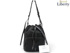 極美品△PRADA プラダ 1BH038 デュエット トライアングルロゴ Re-Nylon バケットバッグ 巾着 ショルダーバッグ ブラック ゴールド金具 保存袋付き レディース 定価275,000円 PRADA（プラダ） 新品 デュエット Re-Nylon ショルダーバッグ