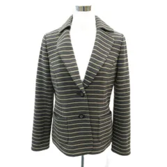 レリアン Leilian テーラードジャケット 上着 ミドル丈 シングルボタン ボーダー柄 13 大きいサイズ グレー /SM18 ■ECC001