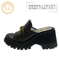 GUCCI グッチ 645396  厚底 ホースビット レザー サンダル レザー レディース