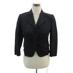 ランバンオンブルー LANVIN en Bleu テーラードジャケット 上着 ミドル丈 シングルボタン 七分袖 花柄 38 紺 ネイビー /SM15 ■ECC001