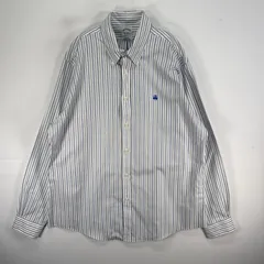 古着 ブルックスブラザーズ Brooks Brothers 長袖シャツ ロゴ 刺繍 ストライプ ボタンダウン L  ブルー系 マルチカラー メンズ