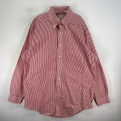 古着 ブルックスブラザーズ Brooks Brothers 長袖シャツ 346 ボタンダウン 胸ポケ M  レッド系 ストライプ メンズ