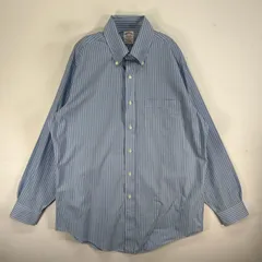 古着 ブルックスブラザーズ Brooks Brothers 長袖シャツ ボタンダウン 胸ポケ TRADITIONAL FIT M  ブルー系 ストライプ メンズ