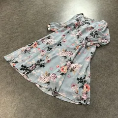 Laura Ashley ローラアシュレイ 長袖 ワンピース ボタニカル 花柄 総柄 水色 13 大きいサイズ