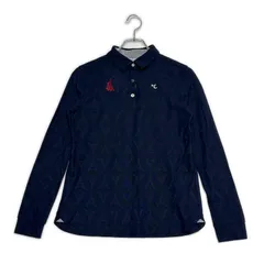 中古 レディース キャロウェイ Callaway 長袖ポロシャツ M 紺 総柄