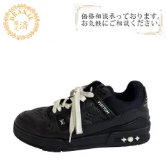 LOUIS VUITTON ルイヴィトン 1AARF1 トレイナーライン LV レザー スニーカー ブラック メンズ