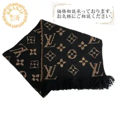 LOUIS VUITTON ルイヴィトン M75885 エシャルプ ジャイアントモノグラムジャングル ウール マフラー ブラック レディース