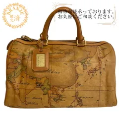 PRIMA CLASSE プリマクラッセ ハンドバッグ  ヴィンテージ 地図柄 PVC ミニボストンバッグ ブラウン ユニセックス