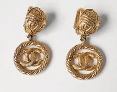 ☆80s CHANEL ◆ CC イヤリング ゴールド (2246刻印) ココマーク アクセサリー オールド ヴィンテージ シャネル ◆R3-0