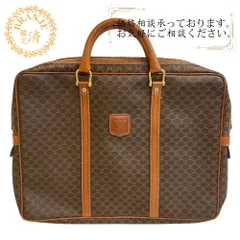 CELINE セリーヌ ブリーフケース A4収納可能 ハンド マカダム PVCコーティングキャンバス ビジネスバッグ ブラウン メンズ