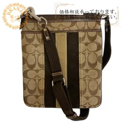 COACH コーチ ポシェット シグネチャー キャンバス ショルダーバッグ ブラウン レディース