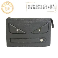 FENDI フェンディ 7VA350  セカンドバッグ  バグズ モンスター レザー クラッチバッグ グレー メンズのサムネイル