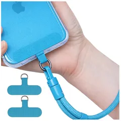 [スマート良品] スマホ ストラップホルダー 全機種対応 iPhone Android 首掛け ハンド ストラップ 外付け 挟むだけ 落下防止 15色 スマホショルダー 金具 スマホアクセサリー (12 スカイブルー,２枚) 1