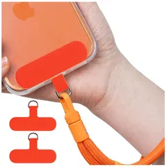 [スマート良品] スマホ ストラップホルダー 全機種対応 iPhone Android 首掛け ハンド ストラップ 外付け 挟むだけ 落下防止 15色 スマホショルダー 金具 スマホアクセサリー (02 オレンジ,２枚) 1