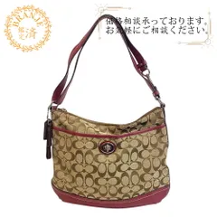 COACH コーチ F24032 ターンロック シグネチャー キャンバス ショルダーバッグ ベージュ レディース