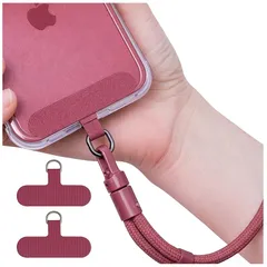 [スマート良品] スマホ ストラップホルダー 全機種対応 iPhone Android 首掛け ハンド ストラップ 外付け 挟むだけ 落下防止 15色 スマホショルダー 金具 スマホアクセサリー (03 ワインレッド,２枚) 1