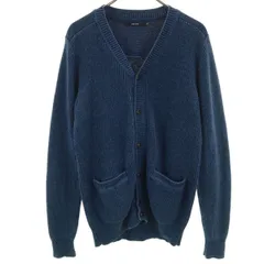 niko and... ニコアンド 長袖 インディゴ染め Vネック ニットカーディガン 3 ネイビー メンズ 古着