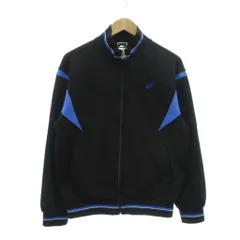 ナイキ NIKE ヴィンテージ トラックジャケット ジャージ XL 長袖 ロゴ刺繍 黒 ブラック 青 ブルー /NU ■ECA002