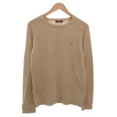 バーバリーブラックレーベル BURBERRY BLACK LABEL ニット セーター 2 ベージュ 長袖 ホースロゴ刺繍 /FF ■GY62