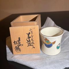 1165）☆有田焼 ☆大日窯 ☆焦破作☆ 肥前創磁 ☆鷺絵蓋置 ☆共箱入