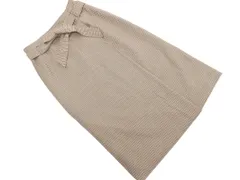 NATURAL BEAUTY BASIC ナチュラルビューティーベーシック ウエストリボン ガンクラブチェック ロング スカート sizeXS/ベージュ ■■ レディース