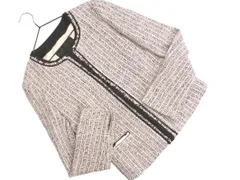 UNTITLED アンタイトル フリンジ ノーカラー ジャケット size1/白ｘピンクx黒 ■■ レディース