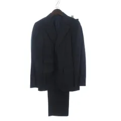 グリーンレーベルリラクシング ユナイテッドアローズ green label relaxing 美品 スーツ セットアップ テーラードジャケット シングル スラックス ストライプ 紺 ネイビー 44 ■ECD001