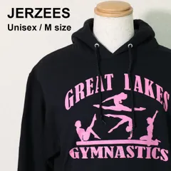 JERZEES ジャージーズ NuBlend カレッジ スウェットパーカー レディース M ブラック×ピンク GREAT LAKES GYMNASTICS バックプリント 体操のサムネイル