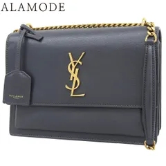 SAINT LAURENT PARIS(サンローランパリ) サンセット ミディアム ショルダーバッグ 肩掛け 斜め掛け ロゴ チェーンショルダー スムースレザー グレー ゴールド金具 442906 レディース 40802183806【中古】【アラモード】