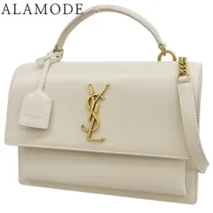 SAINT LAURENT PARIS(サンローランパリ) サンセット ミディアム ショルダーバッグ 2WAY 肩掛け 斜め掛け YSLロゴ レザー オフホワイトアイボリー ゴールド金具 634723 レディース 40802178079【中古】【アラモード】