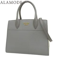 PRADA(プラダ) ビブリオテーク バッグ ハンドバッグ ショルダー 肩掛け 2WAY バイカラー サフィアーノレザー MERCURIO グレー ホワイト白 ゴールド金具 1BA050 レディース 40802181377【中古】【アラモード】