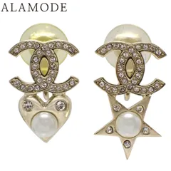 CHANEL(シャネル) ココマーク ハート スター イヤリング メタル(GP) ラインストーン フェイクパール イヤリング アクセサリー 星 シャンパンゴールド 金 レディース 40802174690【中古】【アラモード】