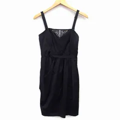 ルスーク Le souk ワンピース キャミワンピ 膝上 ミニ ビジュー装飾 タック 厚手 38 ブラック 黒 /HT29