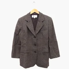 クリスチャンオジャール CHRISTIAN AUJARD テーラード ジャケット シングル 総柄 肩パット 38 ブラウン 茶 /HT19