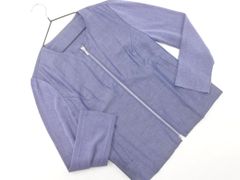 LAUTREAMONT ロートレアモン リネン混 切替 ノーカラー ジャケット size38/青 ■◇ レディース