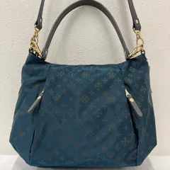 588　russet ラシット　2way　ショルダーバッグ　トートバッグ　レディース　モノグラム　ナイロン　レザー　深緑　グリーン　ブルーグリーン　グレー　ポケット多数　シンプル　きれいめ　上品　カジュアル