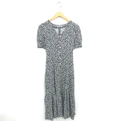 スナイデル SNIDEL シャツワンピ ワンピース 花柄 ロング フレア ペチコート 半袖 0 ブラック アイボリー 黒 /TT