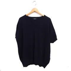 ズッカ zucca Vネック ニット セーター 半袖 無地 シルク混 カシミヤ混 ウール ゆったり M ネイビー 紺 /FT46