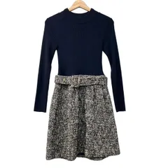 ブルーレーベルクレストブリッジ ワンピース サイズ36 S レディース美品  - ダークネイビー×アイボリー×ベージュ