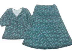 LAURA ASHLEY ローラ アシュレイ 総柄 カットソー スカート セットアップ size上S下7/黒xターコイズ ■◇ レディース