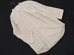 green label relaxing グリーンレーベルリラクシング ユナイテッドアローズ リネン混 ストライプ バンドカラー シャツ sizeS/ベージュ ■◇ メンズ