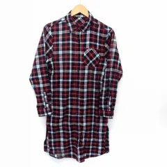 イング INGNI ワンピース シャツ チェック 長袖 膝丈 胸ポケット M レッド /ST17