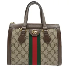 グッチ GUCCI オフィディア シェリーライン ダブルG ハンドバッグ ショルダーバッグ 肩掛け 斜め掛け ブラウン ゴールド グリーン レッド GGキャンバス レザー 547551【中古 B品】 当店通常価格199800円