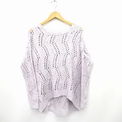 ヘザー Heather ニット セーター リブ 丸首 長袖 ウール混 F ライトパープル 薄紫 /MT25