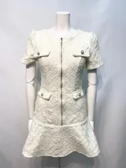 2413 JEWELS ジュエルズ　キャバクラ　ドレス　ツイード　フロントジップ　タイト　ミニ　パールボタン　キャバドレス　M