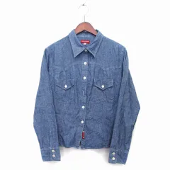 ゲス GUESS ジーンズ JEANS シャツ ブラウス 長袖 コットン 綿 総柄 ロゴ G ネイビー 紺 /HT6のサムネイル