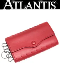 ボッテガ ヴェネタ BOTTEGA VENETA イントレチャート 6連キーケース レザー 赤 【73918】